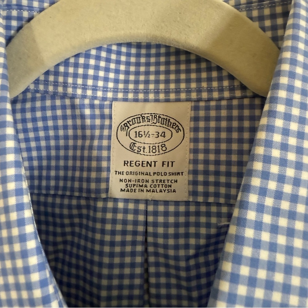Brooks Brothers Regent Fit Supima Cotton Button Down Dress Shirt Plaid 16.5/34 - Picture 3 of 5